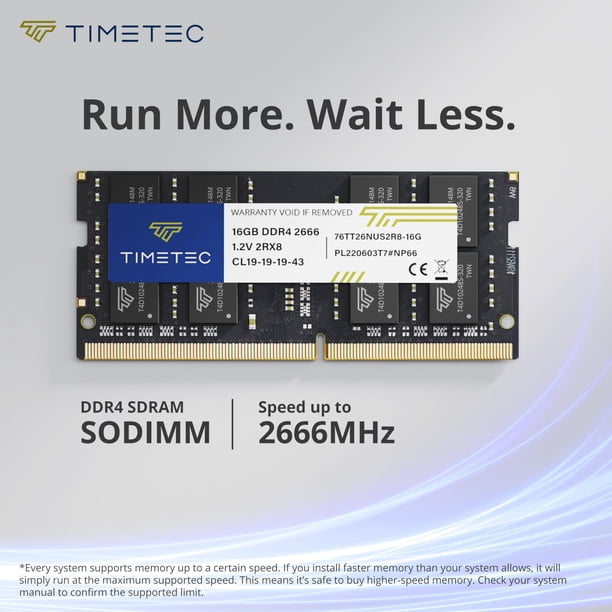 Memoria RAM para laptop Timetec 16 GB DDR4 2666 MHz SODIMM de 260