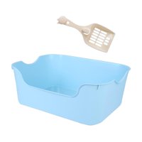 Ioensy - Caja De Arena Para Gatos, Inodoro Profundo Portátil, Gran Espacio, Bandeja De Arena Para Mascotas Con Parte Superior Abierta