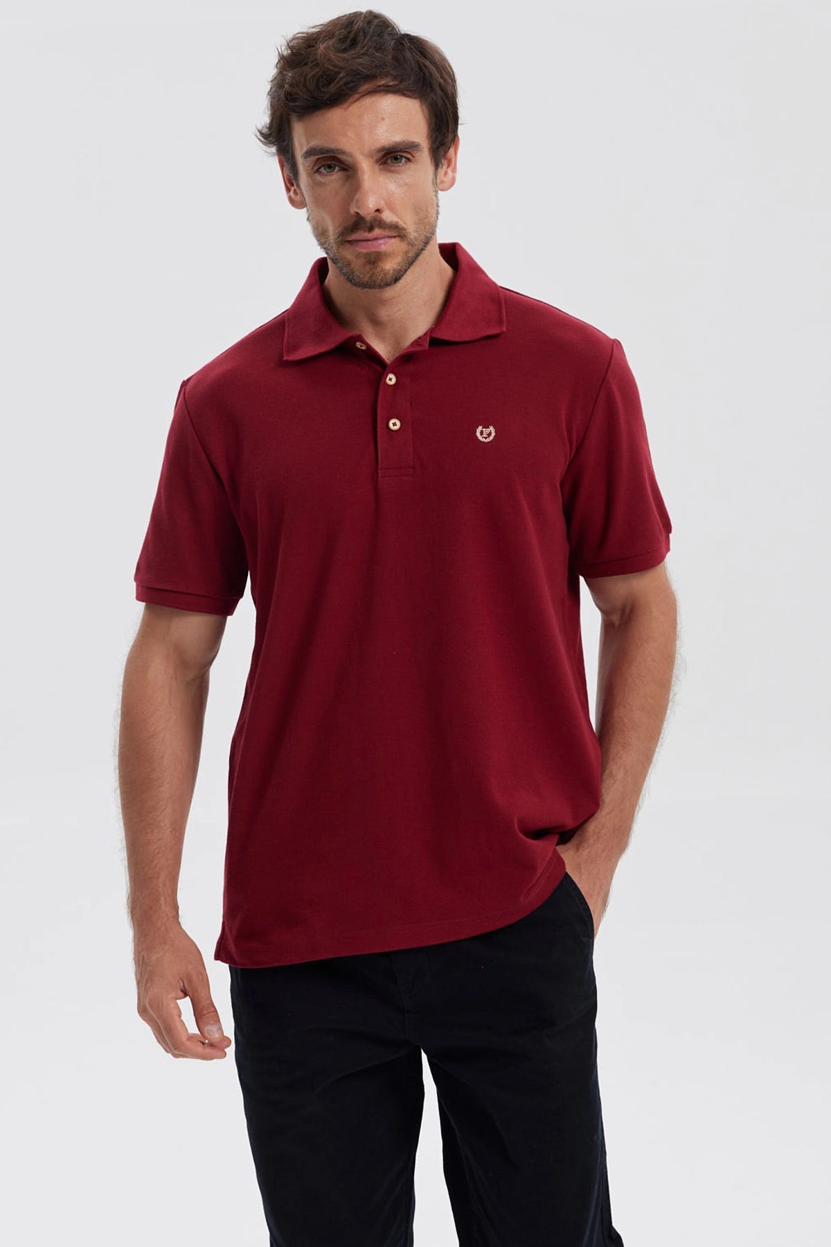 Fashionspark - Polera Hombre Piqué Básica Lisa Burdeo