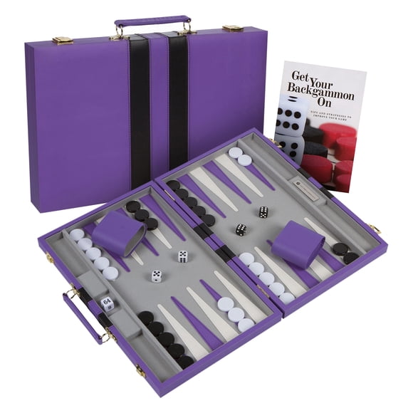 Set de backgammon Get The Games Out, juego de mesa clásico, color morado