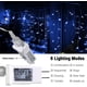 thumbnail image 2 of Cortina de luces de hadas azules con control remoto y temporizador de 8 modos para dormitorio, luces colgantes navideñas con enchufe USB para exteriores, bodas, fiestas, jardín, pared y decoración., 2 of 6