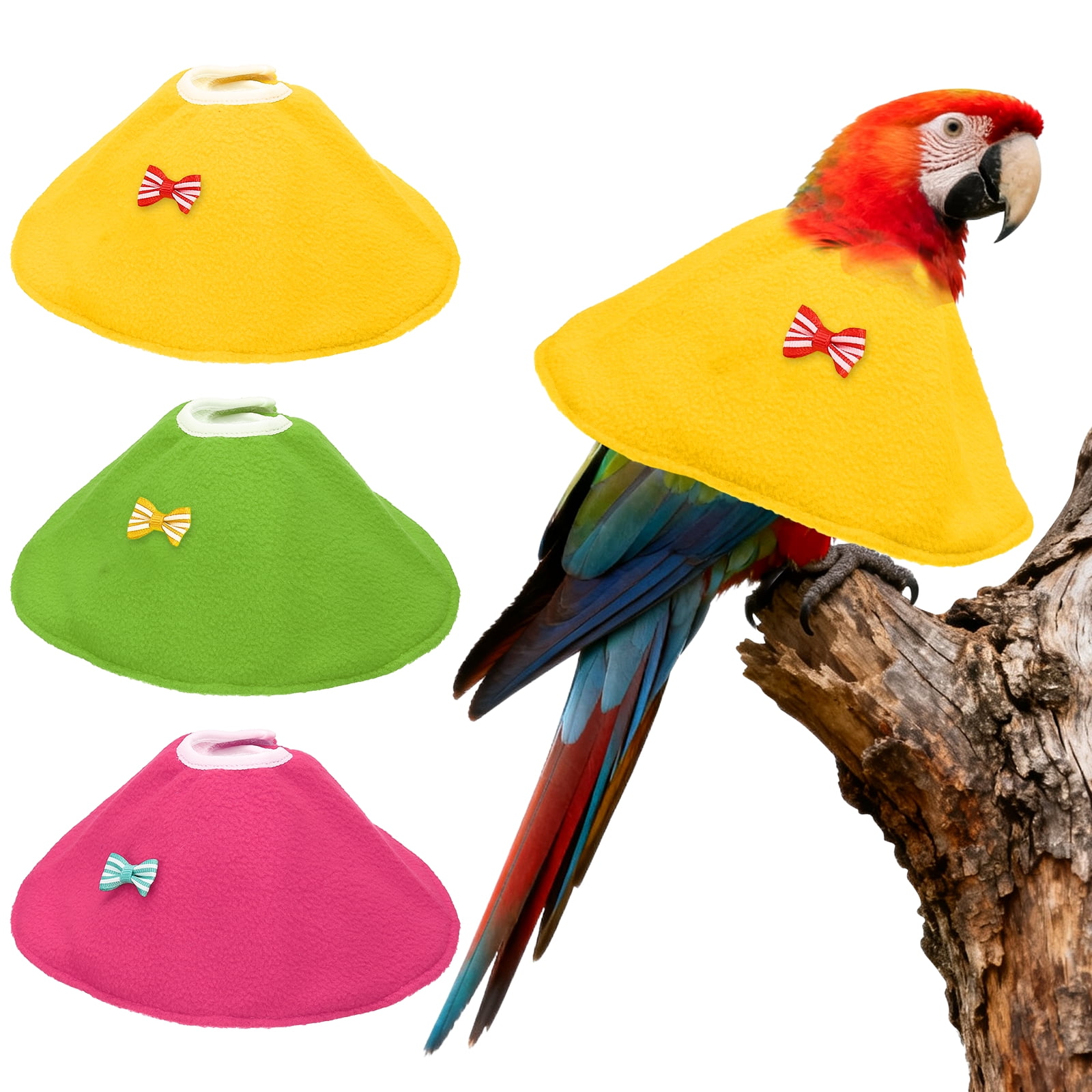 Collares para Aves Uxcell, Collar Cónico Protector de Recuperación, Conos Ajustables Suaves Anti-Mordeduras para el Cuello de Plumas (Amarillo/Verde/Rosa, XL, 3 Piezas)