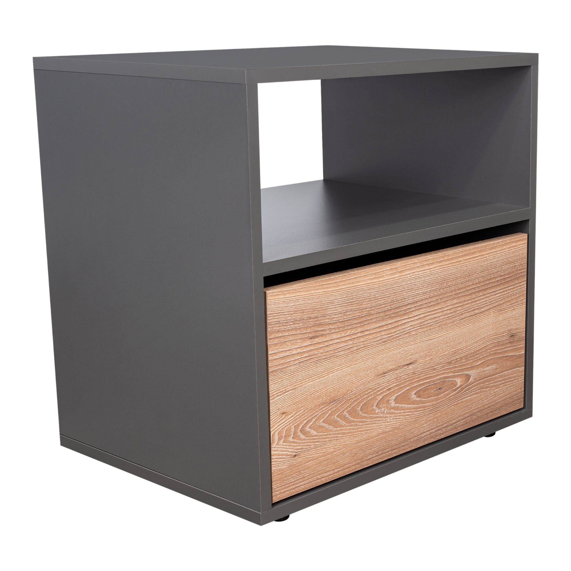 Fm Furniture - Velador 1 Cajon Melamina 52x50x40 Cm Café