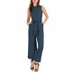 thumbnail image 1 of INSPIRE CHIC Mono sin mangas de algodón para mujer, regreso a clases, con botones al frente, pernera ancha, con cinturón y bolsillos, ropa de trabajo casual, XL azul marino, 1 of 7