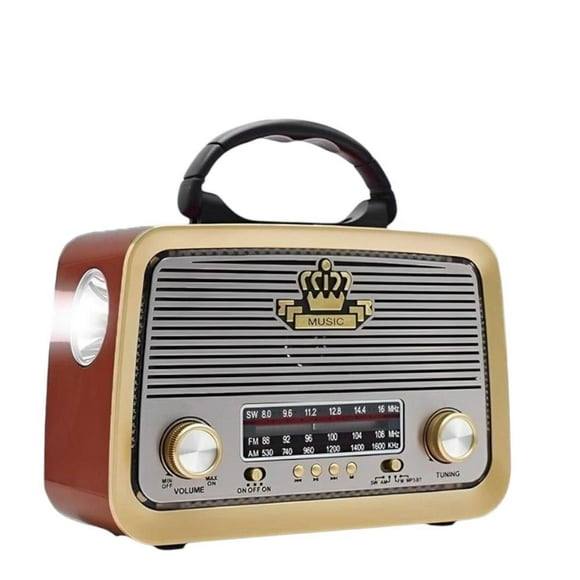 Radio Portátil Linterna Bluetooth Recargable Y A Pilas Retro Vintage Café