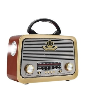 N-Ofertas - Radio Portátil Linterna Bluetooth Recargable Y A Pilas Retro Vintage Café