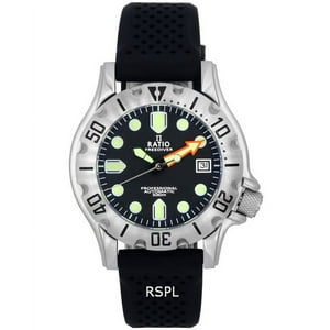 Reloj Ratio Freediver Professional Zafiro Esfera Negra Automático Rtf009 500M Para Hombre