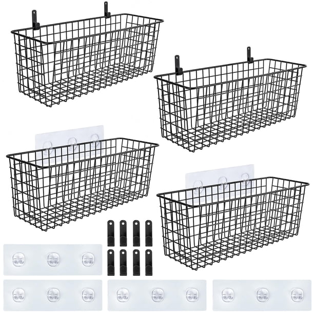 Cestas de almacenamiento colgantes AOZITA para montaje en pared, extra grandes, 4 unidades, color ne