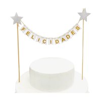 Genérico - Deco Torta Felicidades Banderines Blanco X1 Uni
