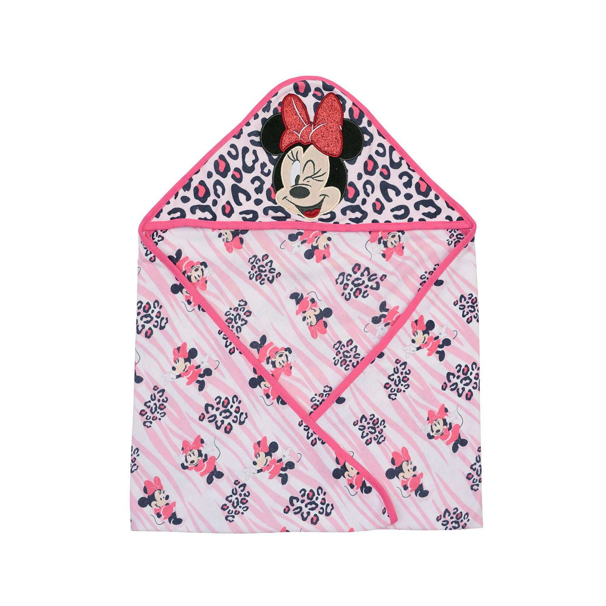 Toalla Capucha Bambino Minnie Animal Print Fucsia
