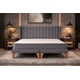 thumbnail image 1 of Cama Europea 2 Plazas Lineal Gris Oscuro Lino Premium con Colchón | Base Dividida y Respaldo Alto, 1 of 4