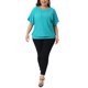 thumbnail image 2 of Agnes Orinda Camiseta de Mujer Talla Grande para el Día de San Patricio con Dobladillo de Doble Capa y Ojal, Cuello Redondo, Mangas de Murciélago, Blusas de Verano Casual 1X Verde Lago, 2 of 6