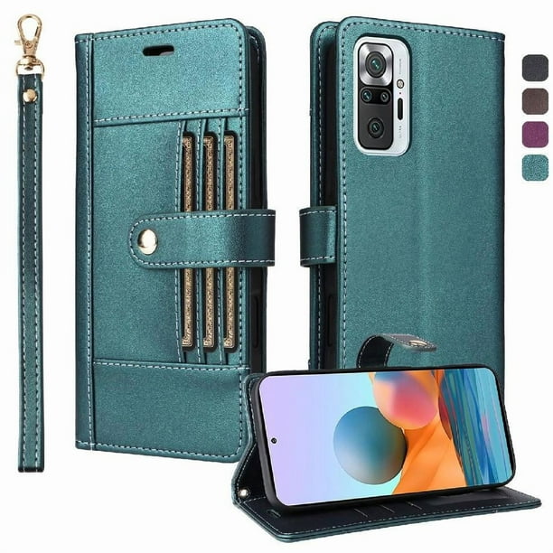 FOXDOCK Funda tipo Cartera para Xiaomi Redmi Note 10 Pro 4G – Cubierta de Cuero PU con Múltiples Ranuras, Bolsillo para Efectivo y Correa de Muñeca