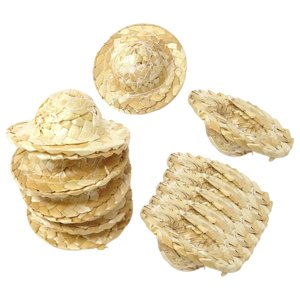 Bothyi - 12 Uds. De Muñecas En Miniatura, Mini Sombrero De Paja, Accesorios Para Casa De Muñecas, Tejidos A Mano, 5Cm