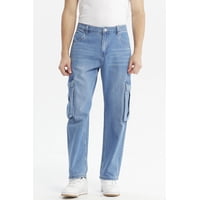 Fashionspark - Jeans Hombre Cargo Calce Recto Azul Claro