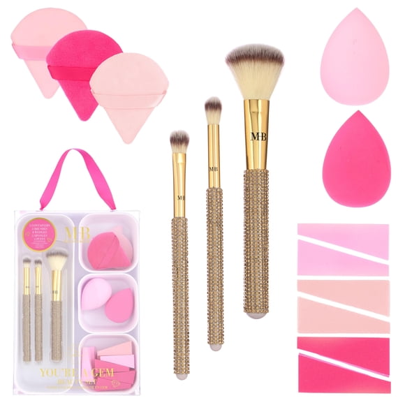 Set de Brochas de Maquillaje EXPRESSIONS 21 piezas con Mango de Cristales