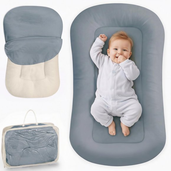 Cojín de Apoyo para Bebés azopesy Algodón Suave Azul Grisáceo