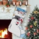 thumbnail image 1 of Frosty el Muñeco de Nieve Tema: Calcetines de Navidad, fino lino blanco para colgar en escaleras y chimenea, decoración navideña para el hogar, regalo de Navidad. 45cm × 32cm, 1 of 5