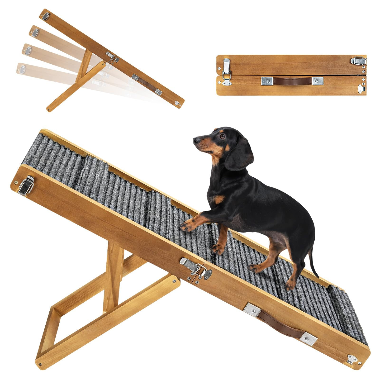 Rampa Para Perros Pawaboo 2026 Mejorada, Plegable, Para Sofá, Color Nogal