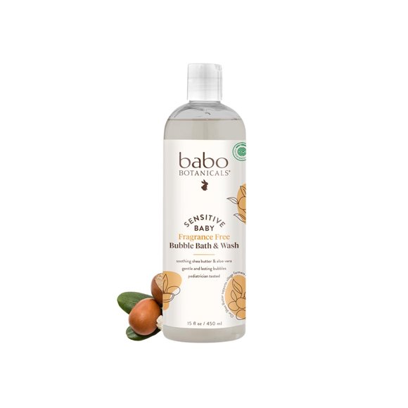 Babo Botanicals Sensitive Baby Fragrance-Free 2-in-1 Bubble Bath & Wash