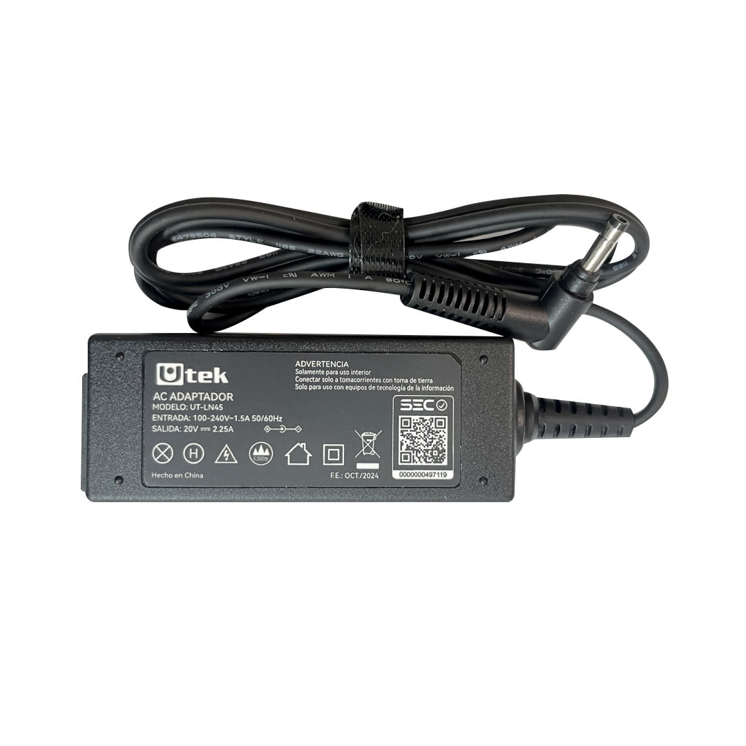 Utek - Cargador Notebook Compatible Lenovo 20v 2.25a Certificado Ut-ln45