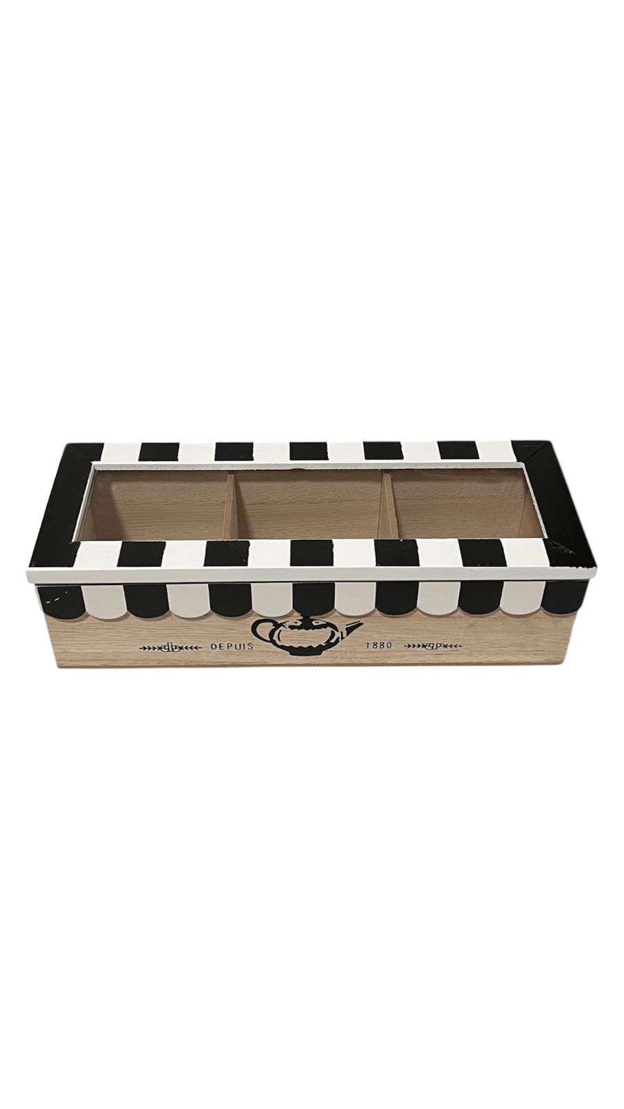 Oem - Caja De Té Mediana De Madera 3 Espacios Home Safe