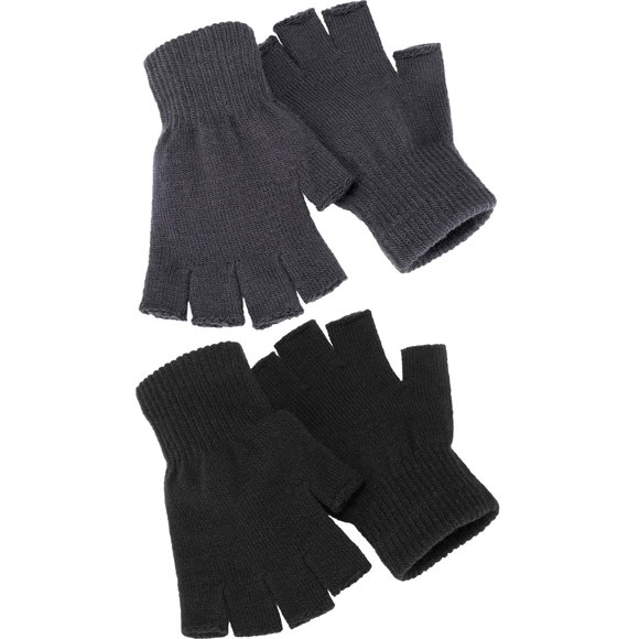 Guantes SATINIOR de invierno tejidos con medio dedo, sin dedos, 2 pares