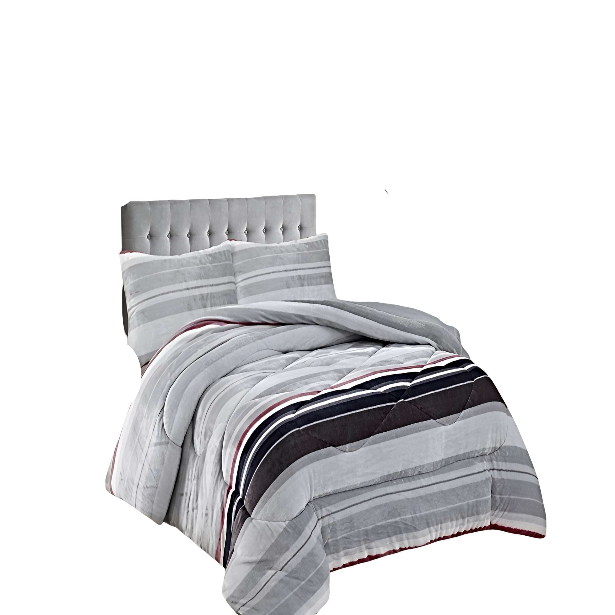 Genérico - Pack Cobertor De Invierno Plush 1 5 Plaza 180x200cm Gris Claro 2