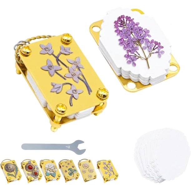 Mini prensa flores llavero metal portátil kit con anillo conservación flores senderismo