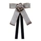 thumbnail image 3 of Broche de cinta de corbata de lazo, decoración de corbata de bownot, alfiler de cuello para mujeres, elegante corbata de diamantes de imitación para Gris, 3 of 5