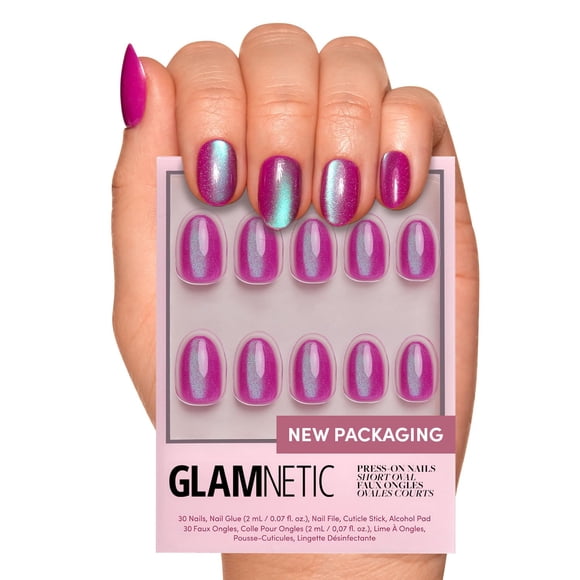 Press On Nails Glamnetic Berry Fizz - Pantalón corto ovalado, color magenta