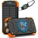 thumbnail image 1 of Banco de energía solar, cargador portátil Qi 10,000mAh Batería externa Tipo C Puerto de entrada Linterna dual, brújula, carga del panel solar (naranja), 1 of 3