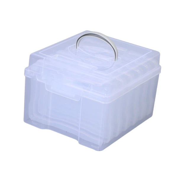Caja de almacenamiento para fotos de 4 x 6 pulgadas, ideal para guardar tarjetas, manualidades, costura, álbumes de recortes, recibos, fotografías, su Transparente