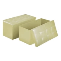 Genérico - Puff Baul Silla Plegable Ecocuero Organizador 38Cm X 76Cm Beige