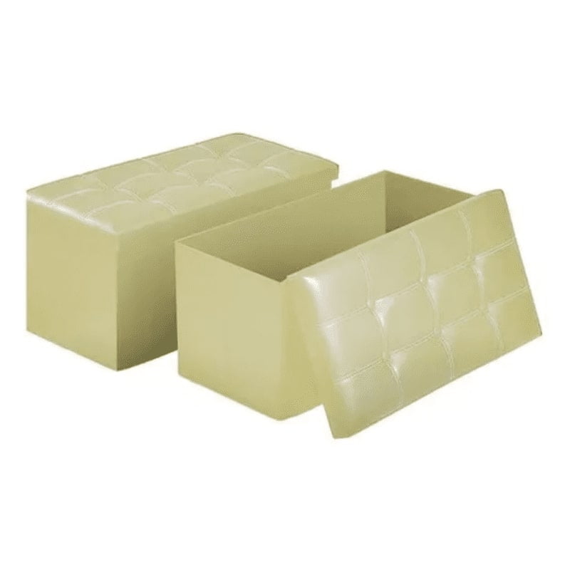 Genérico - Puff Baul Silla Plegable Ecocuero Organizador 38cm X 76cm Beige