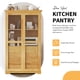 thumbnail image 2 of TOPMAX 44.7x20x75inch Kitchen Pantry, Freestanding Kitchen Storage Cabinet Display Cabinet with Glass Doors and 4 Built-in Drawers for Living Room, Home Office, Natural, 2 of 3