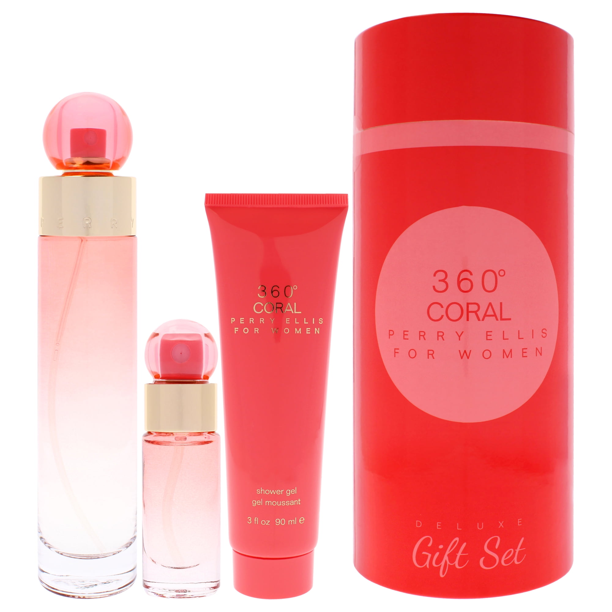 Set De Regalo Perfume Perry Ellis 360 Coral Edp 100ml + Mini Edp 7.5ml + Gel De Ducha 90ml Mujer