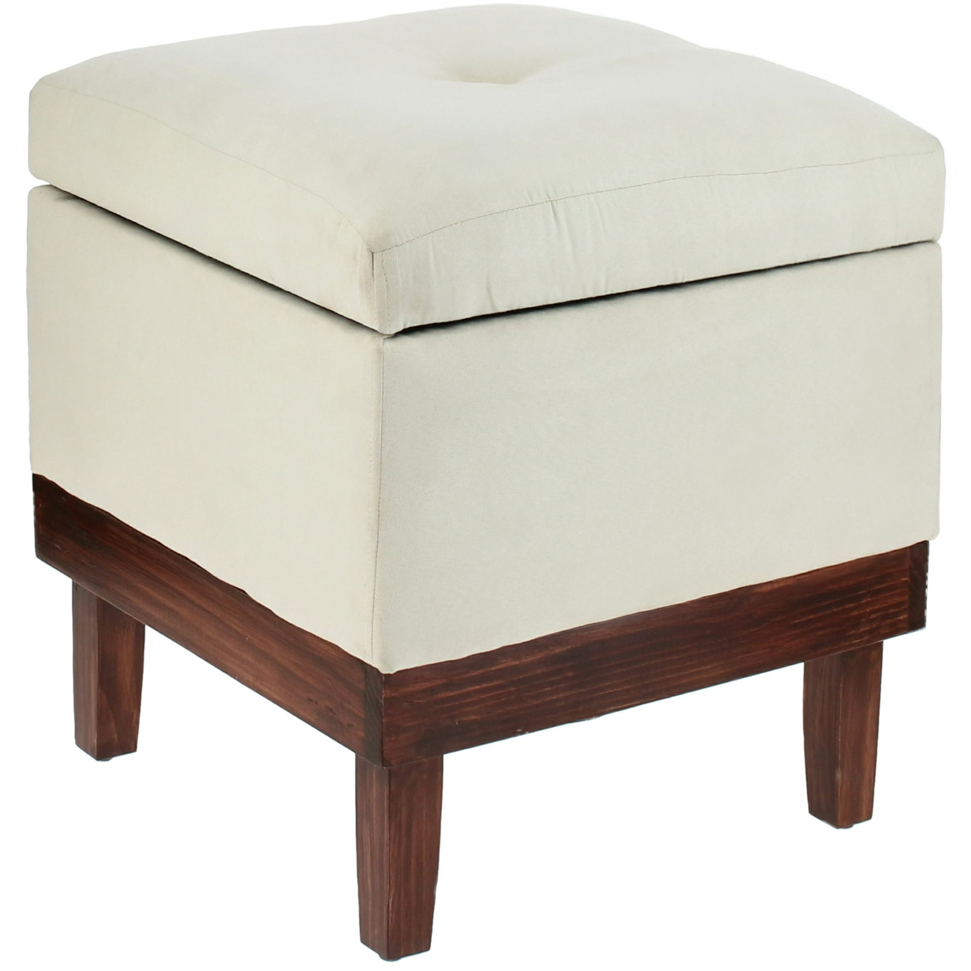 Máxima Design - Pouf Baúl Emilia Blanco Felpa 45x45x46 Cm