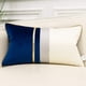 thumbnail image 1 of Funda de cojín de terciopelo con diseño de rayas de cuero azul marino, blanco y dorado, con diseño de patchwork, moderna y lujosa, para sofá, sala de estar, dormitorio y coche., 1 of 7