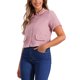 thumbnail image 4 of Camisa de Tweed con Flecos de Longitud Recortada para Mujer INSPIRE CHIC Primavera Manga Corta S Rosa, 4 of 6