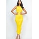 thumbnail image 2 of Saronite Vestido Largo Básico sin Mangas con Frunces Laterales y Abertura, Amarillo (para Mujer), 2 of 2