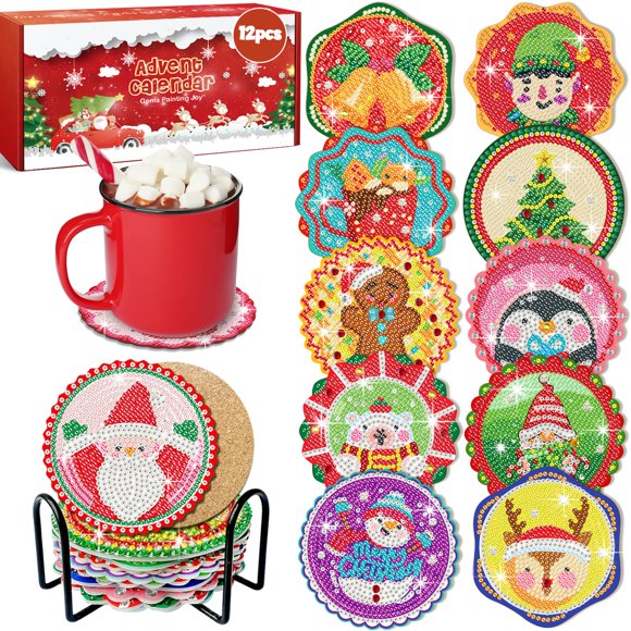 Posavasos con forma de diamante para el calendario de Adviento, 12 días de Navidad