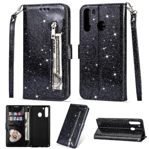 Funda Para Foxdock Elegante Funda Samsung Galaxy A21 Glitter Con Cremallera-Ideal Para El Uso Diario