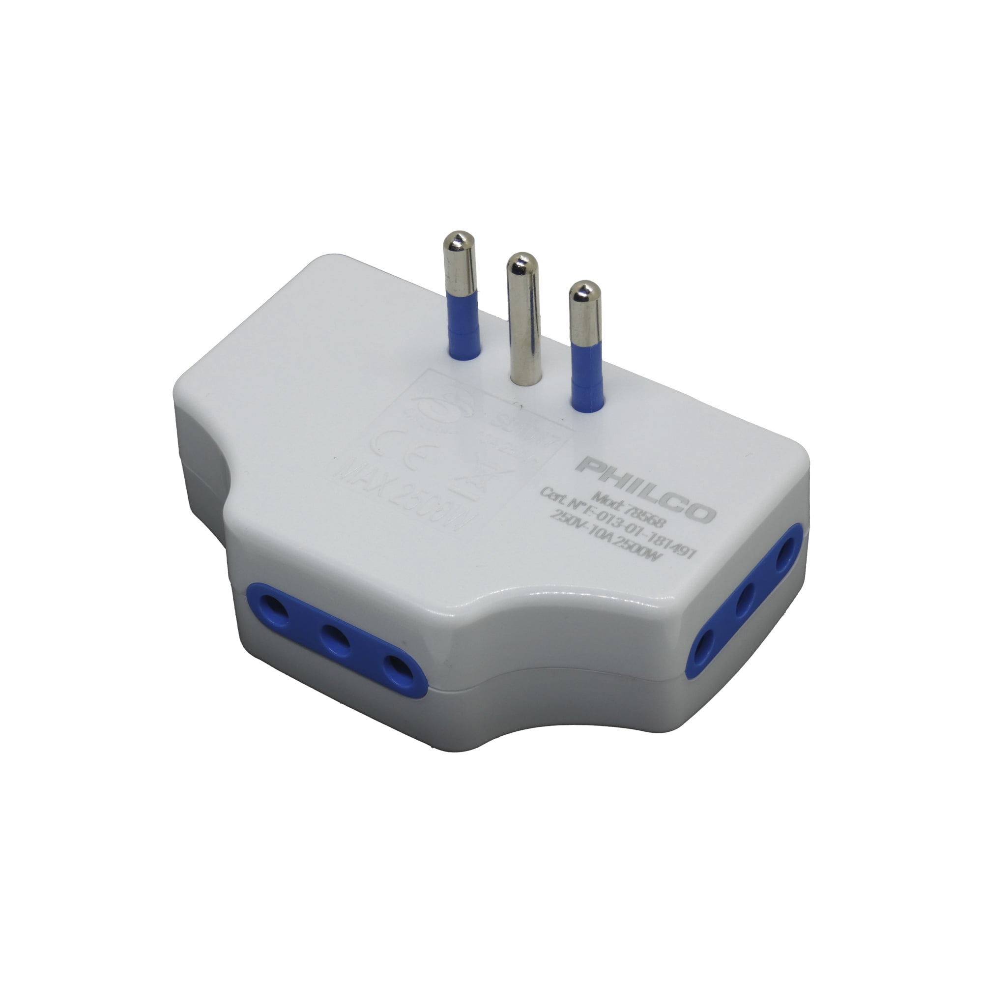 Enchufe Triple Plano Blanco Philco Sello Sec