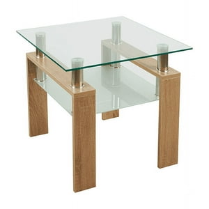 Klik Muebles - Mesa Lateral Moderna Madera Y Vidrio