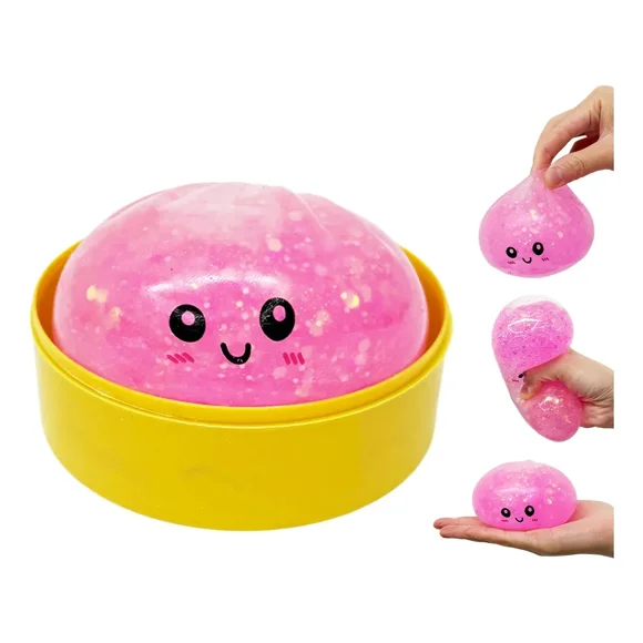 Squishy Mochi Rosa Pelota Antiestrés Con Glitter
