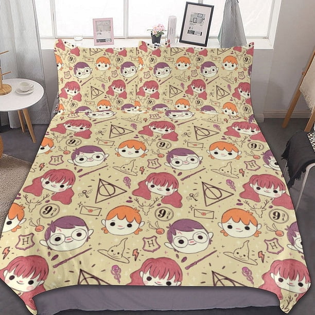 Harry Potter 3-Piece Bedding Set Warm And Comfortable Soft Duvet Cover Bed Set for Boys Girls Kids Adult Bedroom All Season