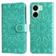 thumbnail image 1 of Funda tipo cartera FOXDOCK para Xiaomi Redmi 13C 5G , diseño girasol en relieve, cuero PU, cierre magnético, soporte y tarjetero, 1 of 5