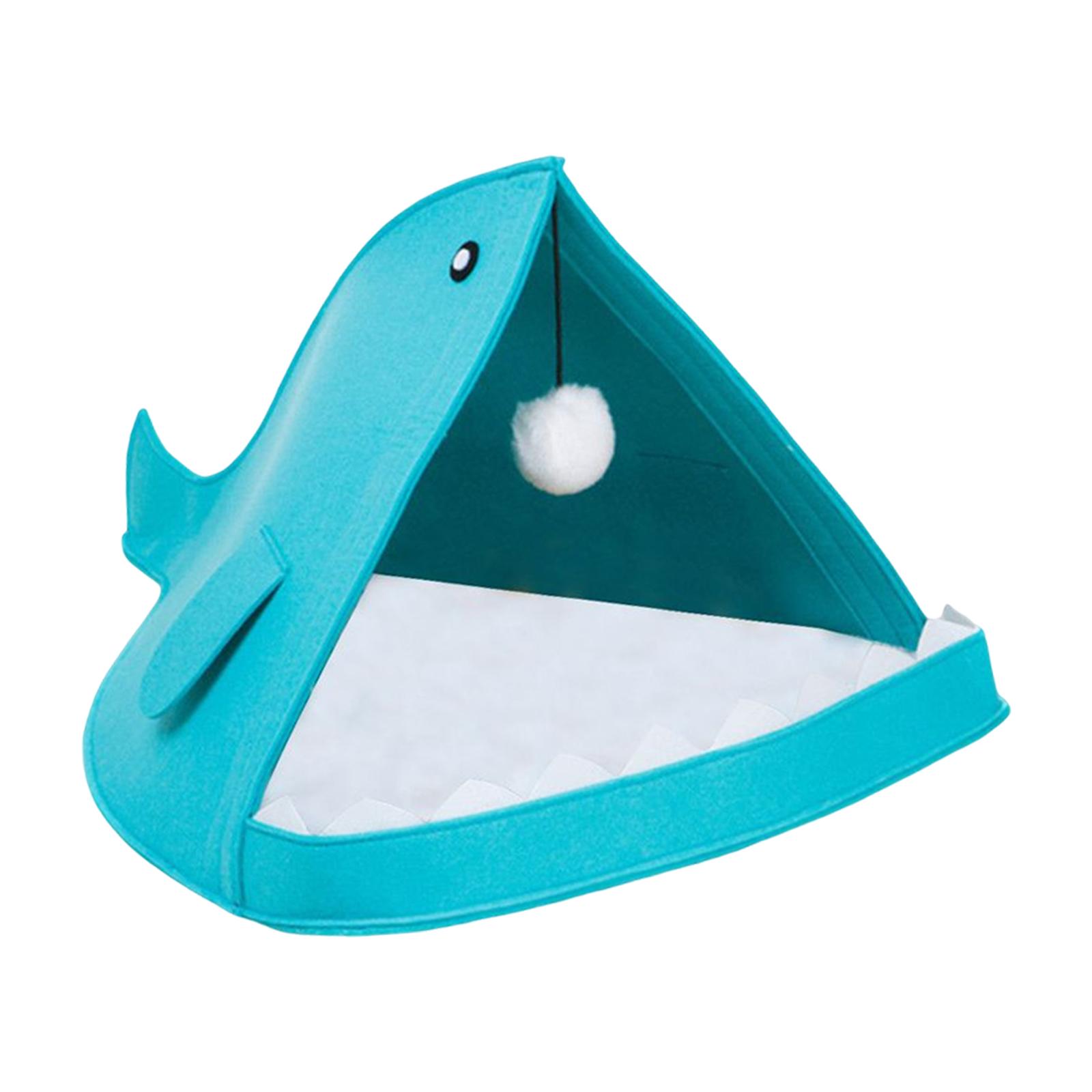 Ioensy - Camas De Gato De Fieltro Para Gatos De Interior Camas De Gato Ligeras Casas Cama De Perro Pequeño Y Divertido Azul