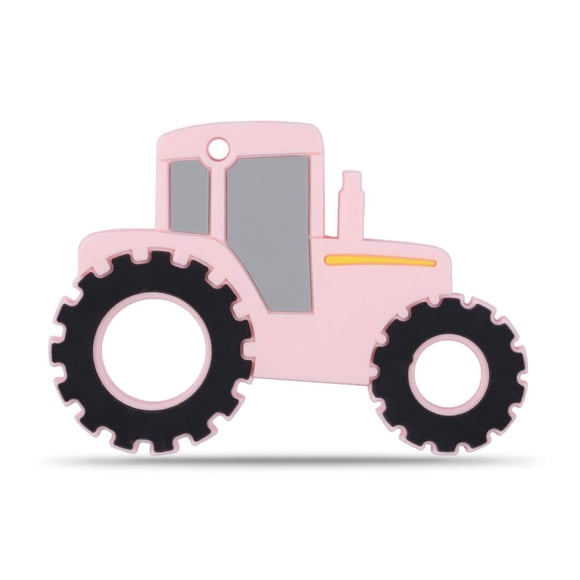 Mordedor De Silicona En Forma De Tractor Libre De Bpa Rosa